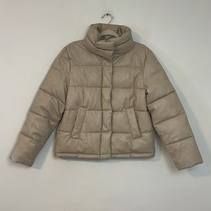 7 For All Mankind Faux Leather Puffer Jacket Womens  Small Quilted Vegan Bomber